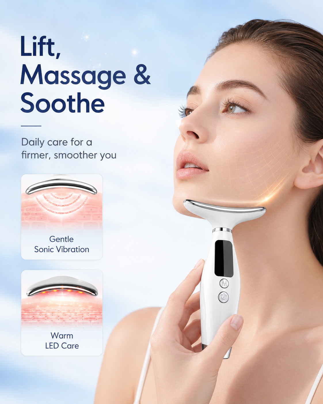 Velune in use on neck